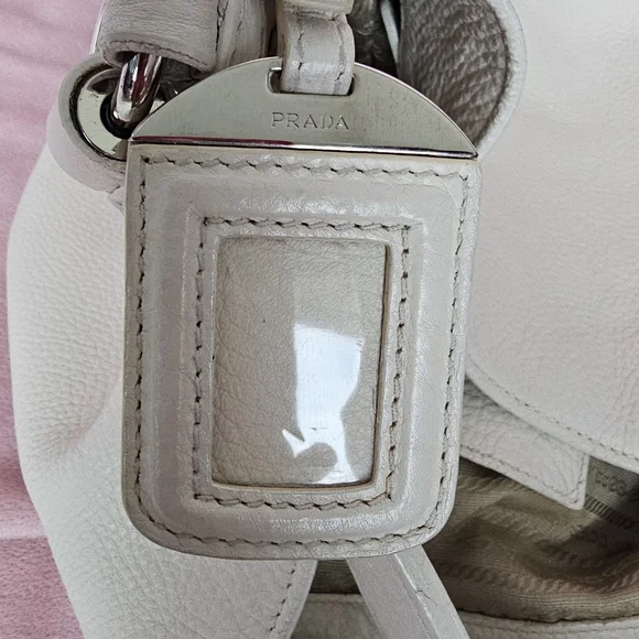 Prada Cream Pebbled Leather Hobo Bag - Picture 16 of 16
